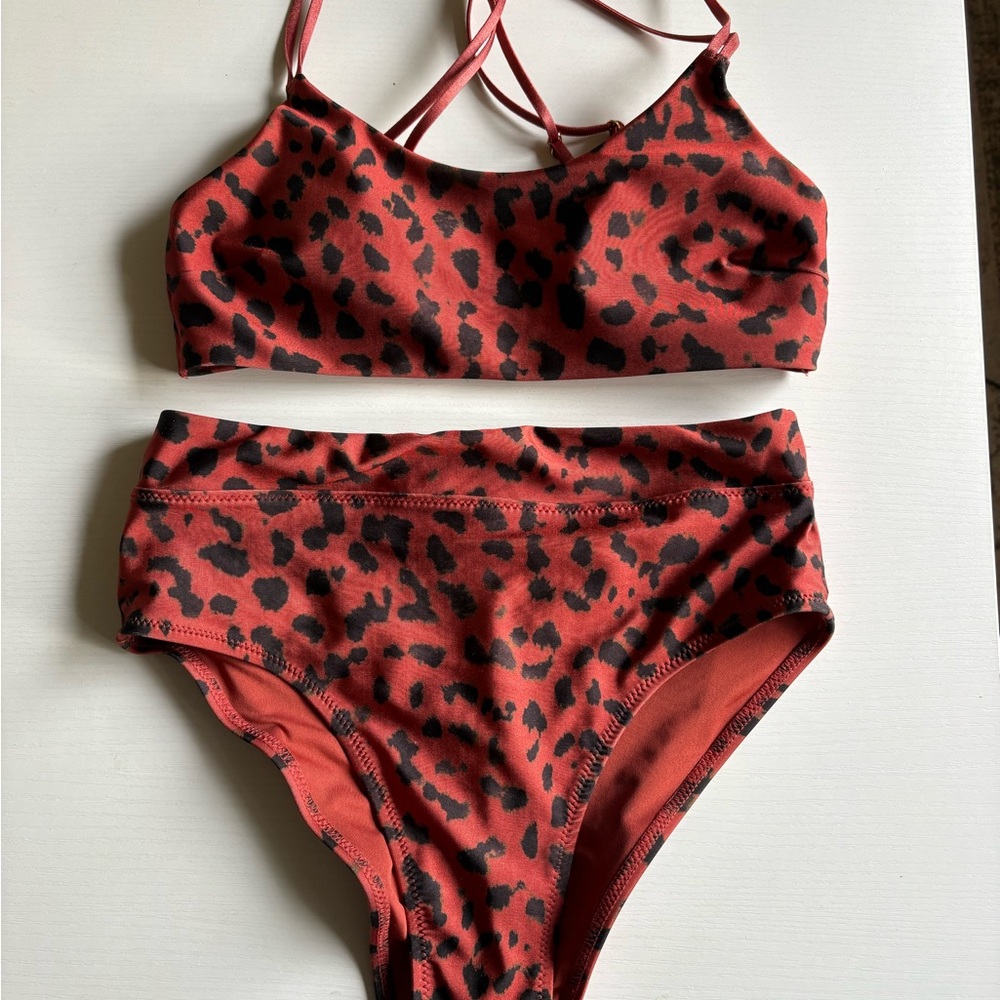 H&M burnt orange and Black Animal Print Bikini